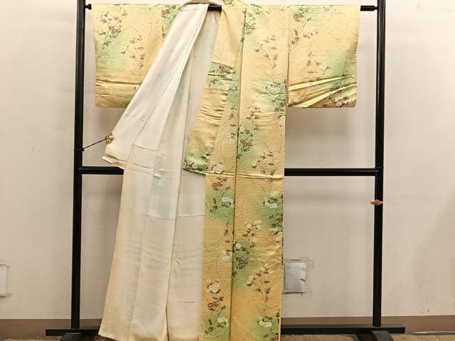 平和屋着物■上質な小紋 枝菊花文 暈し染め 正絹 逸品 BAAY1267mz