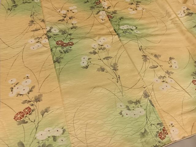 平和屋着物■上質な小紋 枝菊花文 暈し染め 正絹 逸品 BAAY1267mz