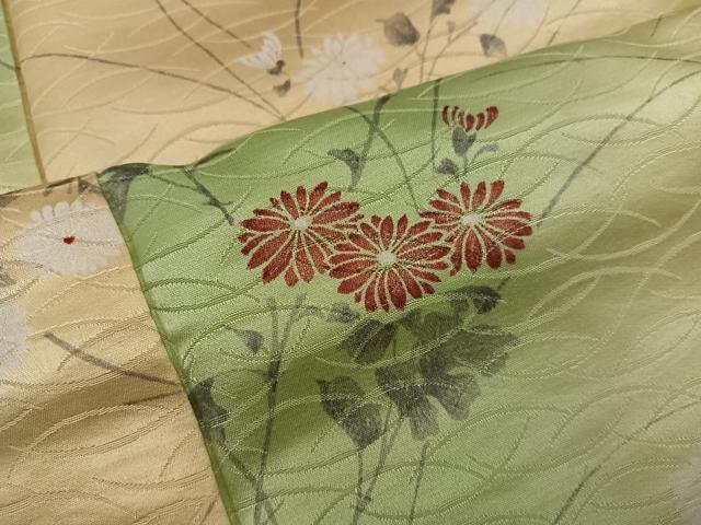 平和屋着物■上質な小紋 枝菊花文 暈し染め 正絹 逸品 BAAY1267mz
