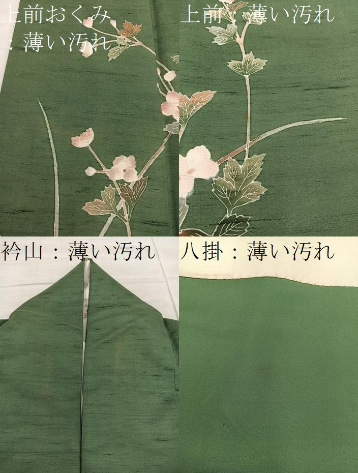 平和屋着物●訪問着 友禅 紬地 枝花文 正絹 逸品 BAAY1268mz