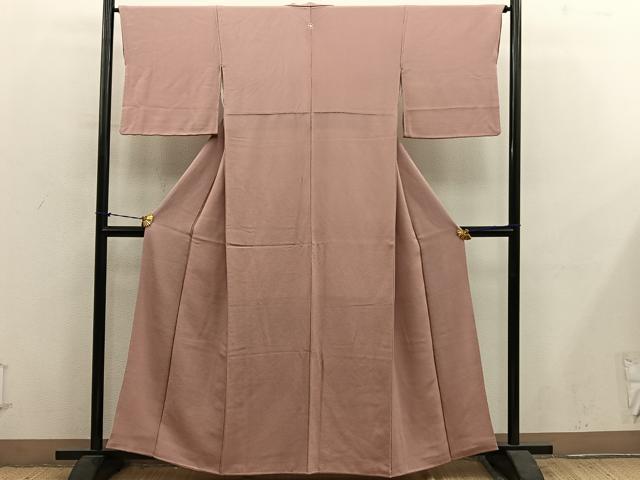 平和屋着物●上質な色無地 宍色 鬼しぼ縮緬 正絹 逸品 BAAY1272mz