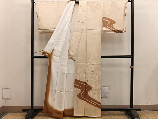 平和屋着物■訪問着 駒刺繍 絞り 流水文 やまと誂製 正絹 逸品 BAAY1276mz
