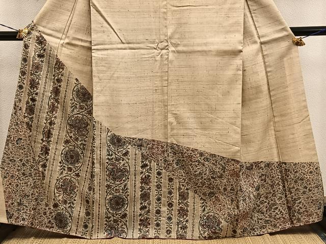 平和屋着物●訪問着 紬地 更紗花文 正絹 逸品 BAAY1282mz