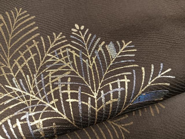 平和屋着物●訪問着 松葉文 暈し染め 金彩 正絹 逸品 BAAY1283mz