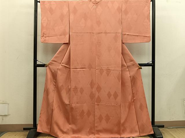 平和屋着物■上質な色無地 菱地紋 黄丹色 正絹 逸品 BAAY1286mz