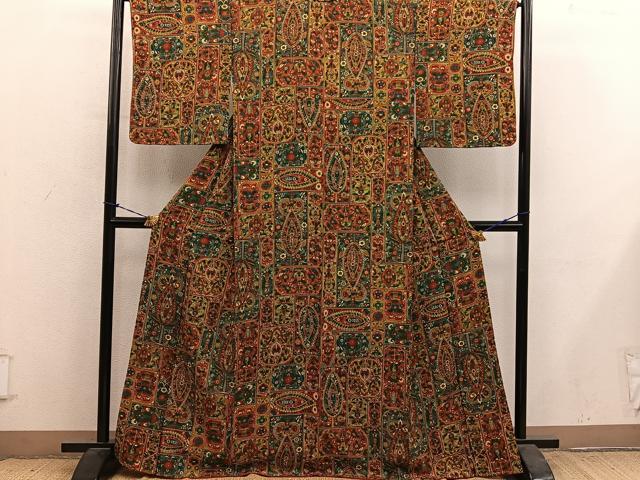 平和屋着物■上質な小紋 花鳥文 正絹 逸品 未使用 BAAY1289mz