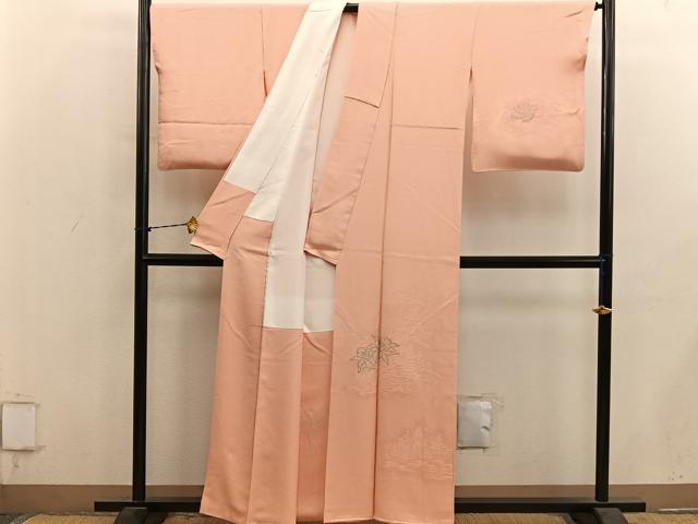 平和屋着物■訪問着 草花文 寿光織 銀糸 正絹 逸品 BAAY1294mz