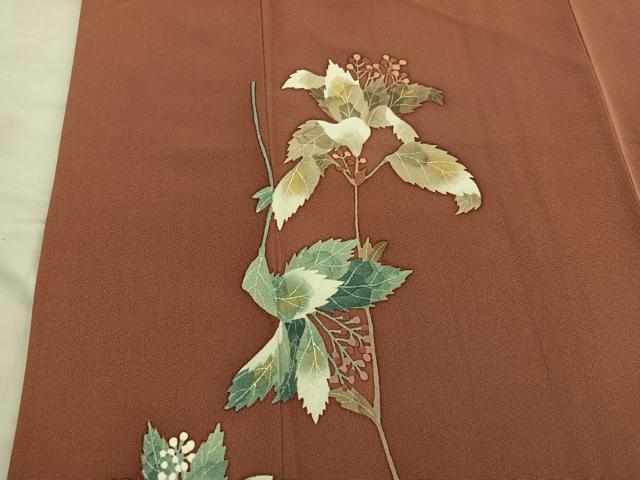 平和屋着物■訪問着 枝葉文 ろうけつ染め 正絹 逸品 BAAY1296mz