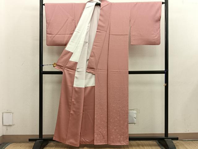 平和屋着物●無地絵羽訪問着 箔散らし地紋 曙色 正絹 逸品 BAAY1298mz