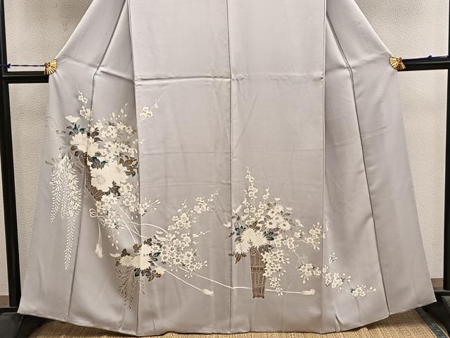 平和屋着物■訪問着 友禅 草花文 正絹 逸品 BAAY1306mz