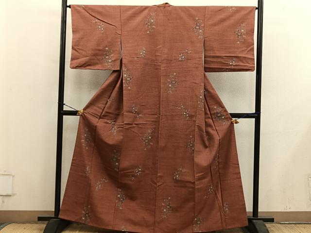 平和屋着物■上質な紬 枝花文 正絹 逸品 BAAY1315mz