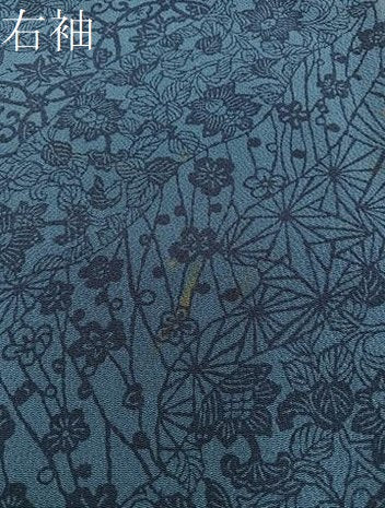 平和屋着物●上質な小紋 藍 型染め 草花文 鬼しぼ縮緬 正絹 逸品 BAAY1346mz