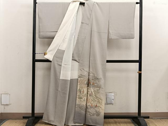 平和屋着物■豪華色留袖 総刺繍 スワトウ刺繍 人物風景文 暈し染め 正絹 逸品 BAAY1352mz