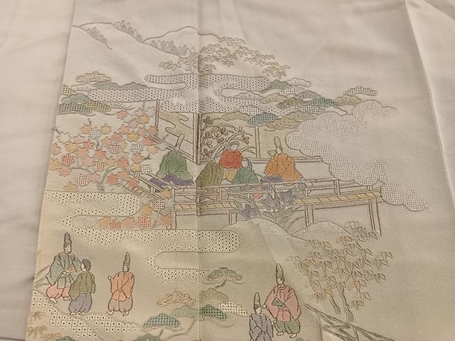 平和屋着物■豪華色留袖 総刺繍 スワトウ刺繍 人物風景文 暈し染め 正絹 逸品 BAAY1352mz