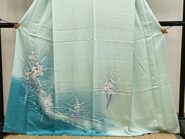 平和屋着物■訪問着 刺繍 流水花文 暈し染め 銀彩 やまと誂製 正絹 逸品 BAAY1353mz