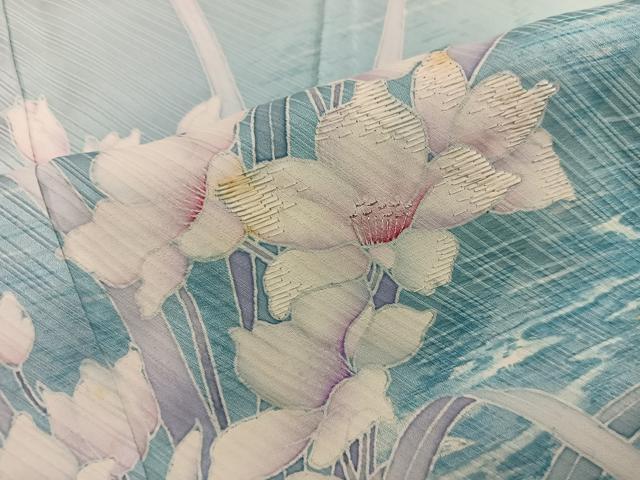 平和屋着物■訪問着 刺繍 流水花文 暈し染め 銀彩 やまと誂製 正絹 逸品 BAAY1353mz