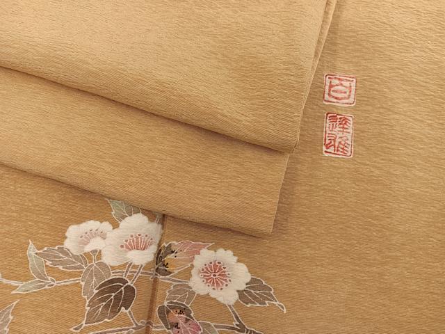 平和屋着物●京加賀友禅 百貫達雄監修 色無地 玉蜀黍色 正絹 逸品 BAAY1356mz