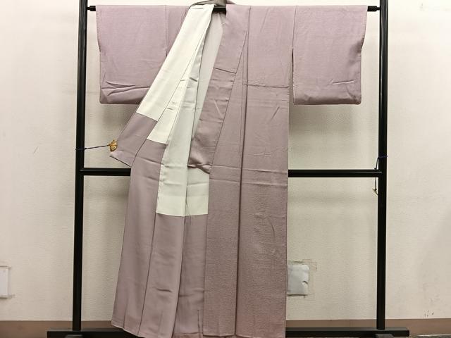 平和屋着物■上質な色無地 宍色 霞地紋 正絹 逸品 BAAY1371mz