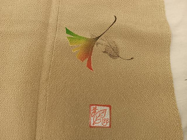 平和屋着物●上質な色無地 作家物 卵色 鬼しぼ縮緬 正絹 逸品 BAAY1372mz