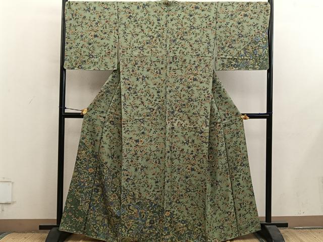 平和屋着物●訪問着 更紗花文 金彩 正絹 逸品 BAAY1386mz