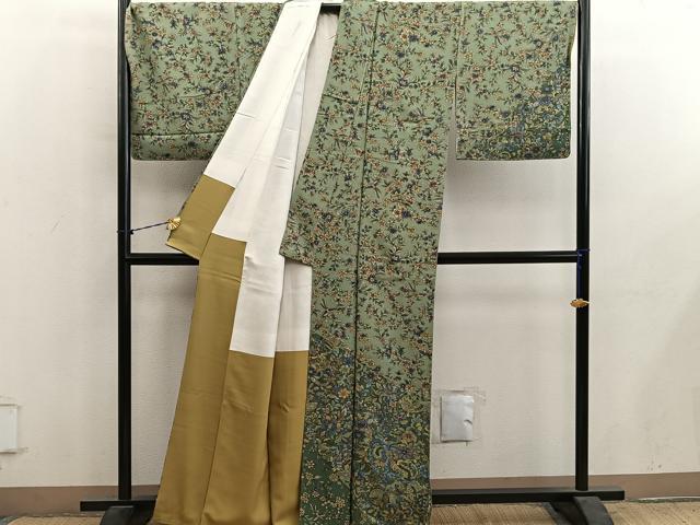 平和屋着物●訪問着 更紗花文 金彩 正絹 逸品 BAAY1386mz