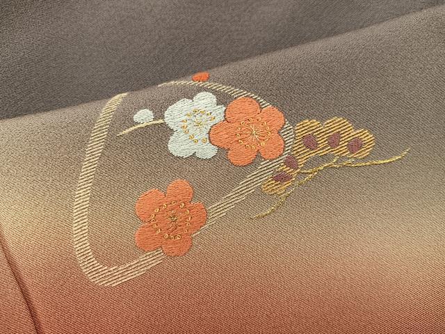 平和屋着物●訪問着 総刺繍 梅花文 暈し染め 金糸 正絹 逸品 BAAY1401mz
