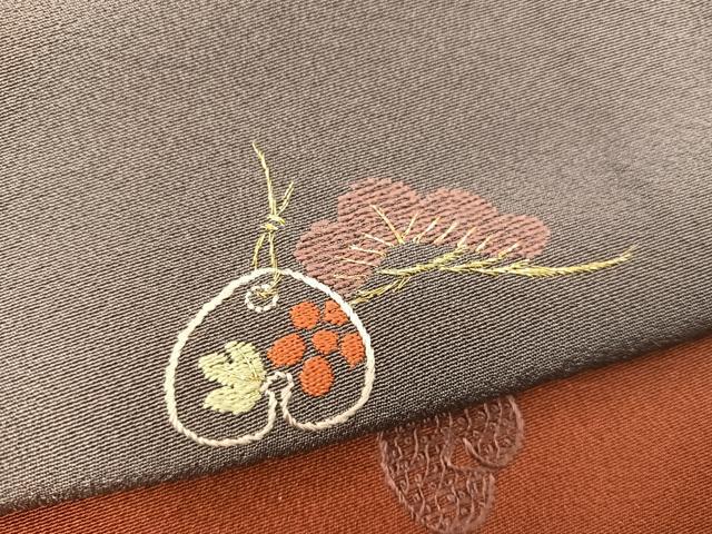 平和屋着物●訪問着 総刺繍 梅花文 暈し染め 金糸 正絹 逸品 BAAY1401mz