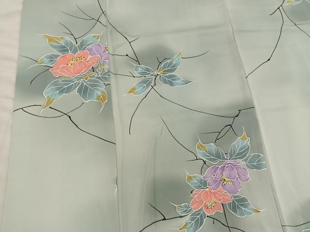 平和屋着物■上質な小紋 友禅 枝花文 暈し染め 正絹 逸品 BAAY1428mz