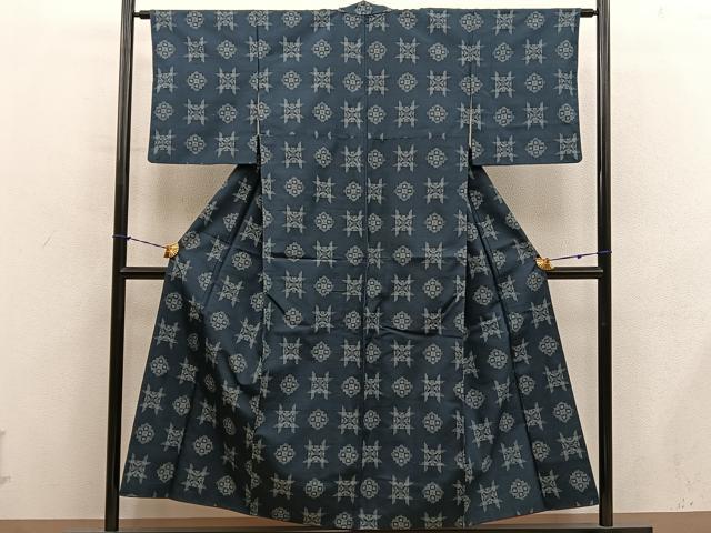 平和屋着物■上質な紬 幾何学文様 正絹 逸品 BAAY1431mz