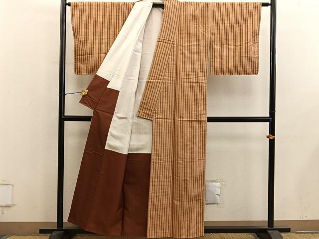 平和屋着物■上質な紬 間道 金彩 正絹 逸品 BAAY1440mz