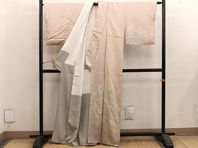 平和屋着物■訪問着 刺繍 菊花文 正絹 逸品 BAAY1444mz