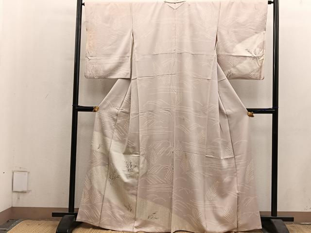 平和屋着物■訪問着 刺繍 草葉文 銀彩 正絹 逸品 BAAY1461mz