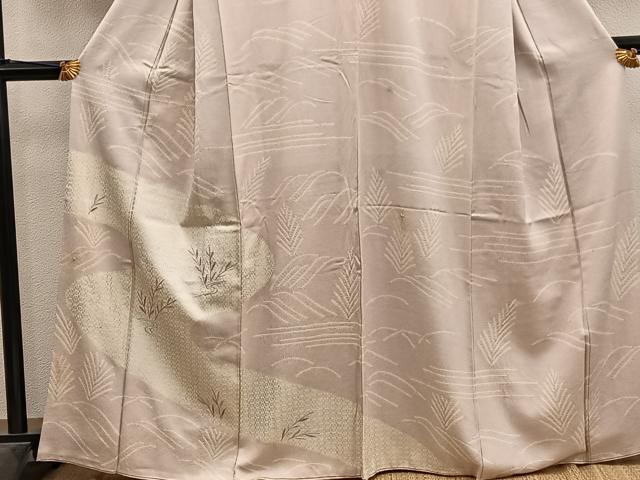 平和屋着物■訪問着 刺繍 草葉文 銀彩 正絹 逸品 BAAY1461mz