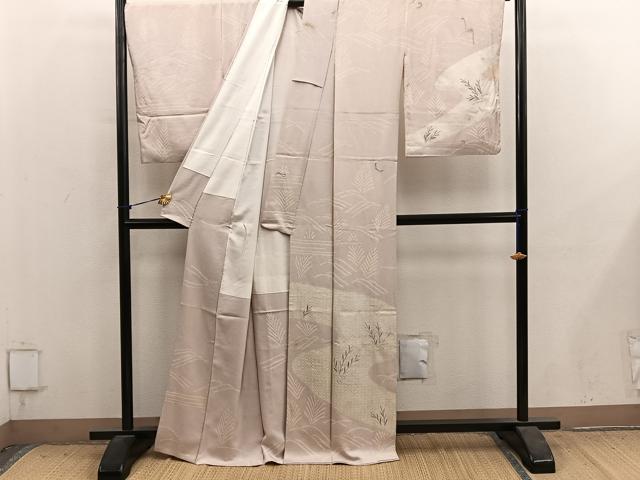 平和屋着物■訪問着 刺繍 草葉文 銀彩 正絹 逸品 BAAY1461mz