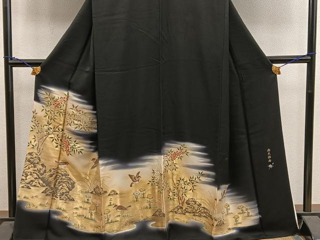 平和屋着物●豪華黒留袖 南天福寿 寿光織 暈し染め 金糸 正絹 逸品 BAAY1463mz