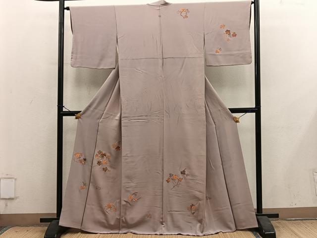 平和屋着物●訪問着 総刺繍 葡萄蔦の葉文 正絹 逸品 BAAY1466mz