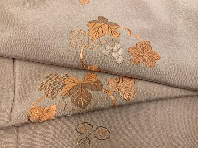 平和屋着物●訪問着 総刺繍 葡萄蔦の葉文 正絹 逸品 BAAY1466mz
