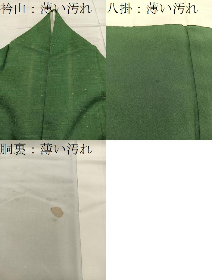 平和屋着物■上質な紬 千歳緑色 正絹 逸品 BAAY1487mz