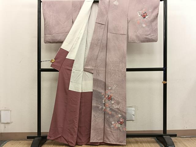 平和屋着物■訪問着 扇面牡丹花文 暈し染め 正絹 逸品 未使用 BAAY1490mz