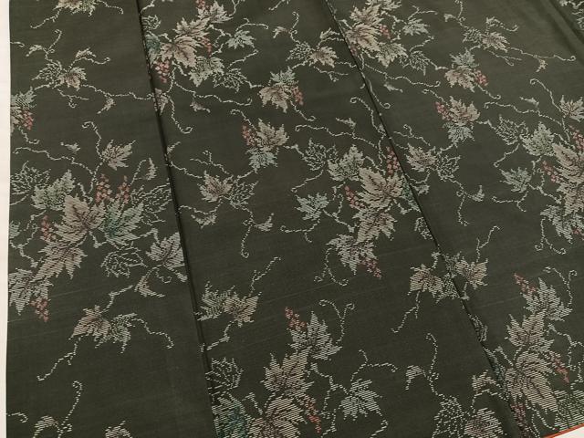 平和屋着物●本場大島紬 葡萄蔦の葉 正絹 逸品 BAAY1492mz
