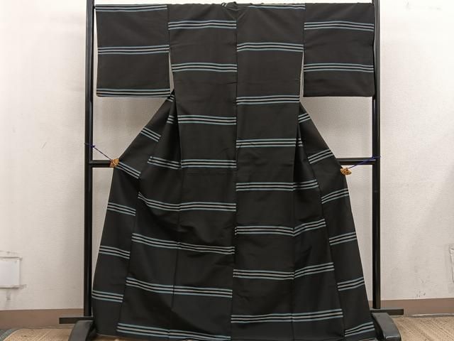 平和屋着物■本場大島紬 横段文 正絹 逸品 BAAY1572mz