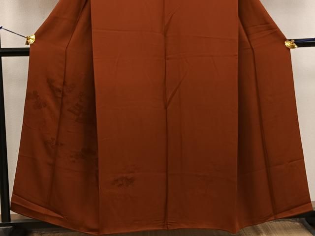 平和屋着物■豪華色留袖 風景花地紋 赤錆色 正絹 逸品 BAAY1591mz