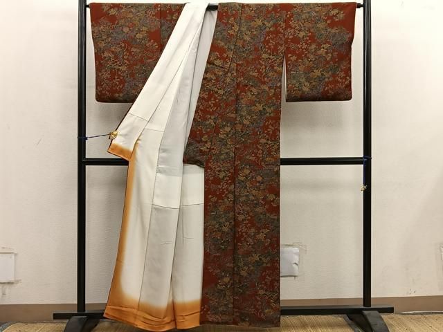 平和屋着物■上質な小紋 牡丹花文 鬼しぼ縮緬 正絹 逸品 BAAY1598mz