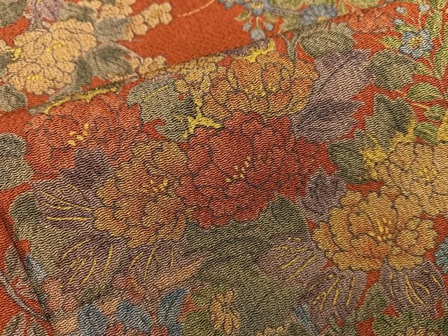 平和屋着物■上質な小紋 牡丹花文 鬼しぼ縮緬 正絹 逸品 BAAY1598mz