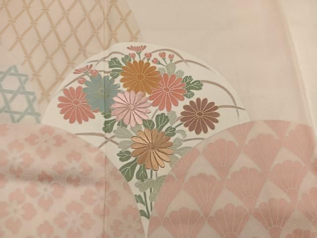 平和屋着物■訪問着 刺繍 青海波菊花文 正絹 逸品 BAAY1615mz