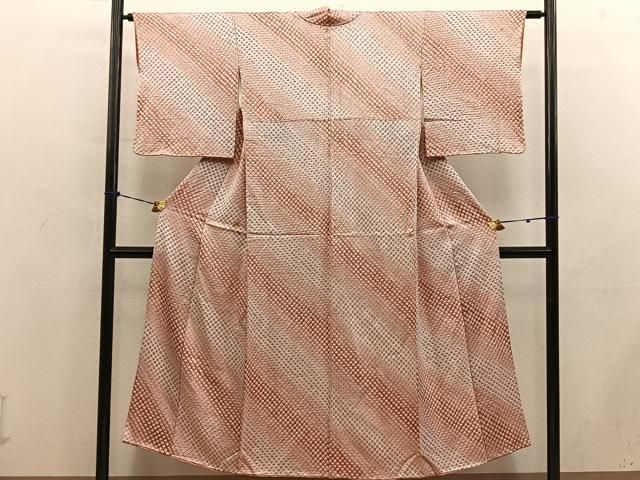 平和屋着物■上質な小紋 総絞り 斜線文 暈し染め 正絹 逸品 BAAY1697mz