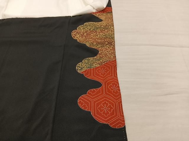 平和屋着物■豪華黒留袖 作家物 駒刺繍 飛鶴文 金彩 正絹 逸品 BAAY1713mz