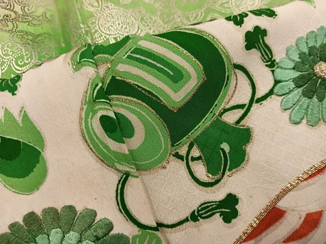 平和屋着物■豪華振袖 駒刺繍 宝尽し花文 金銀彩 正絹 逸品 BAAY1773mz