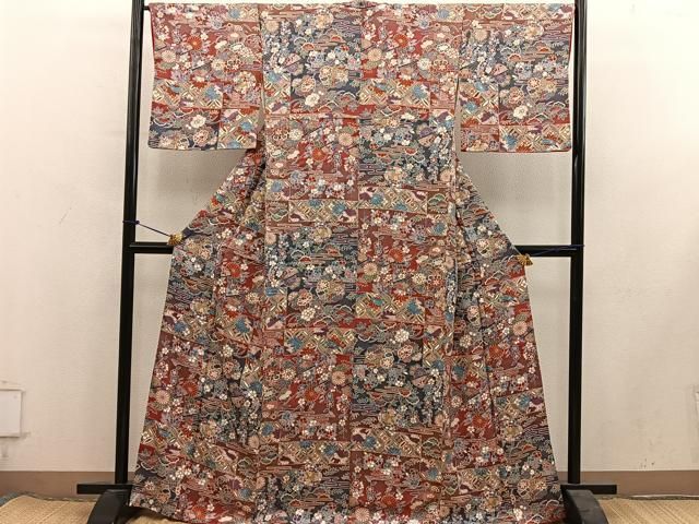 平和屋着物■上質な小紋 草花文 金彩 正絹 逸品 BAAY1777mz