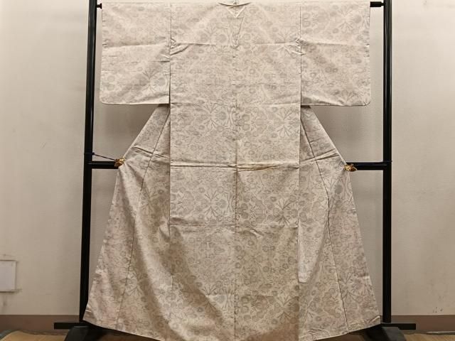 平和屋着物■本場大島紬 白大島 草花文 正絹 逸品 BAAY1785mz